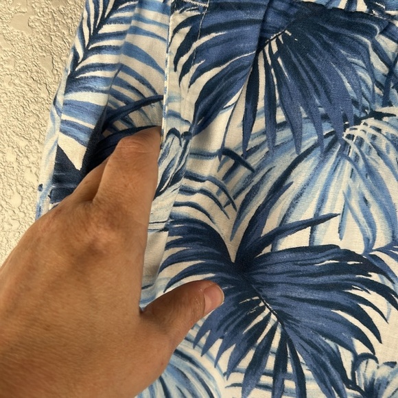 Talbots Blue & White Tropical Hawaiian Linen Blend Summer Vacation Shorts XL - Picture 3 of 6